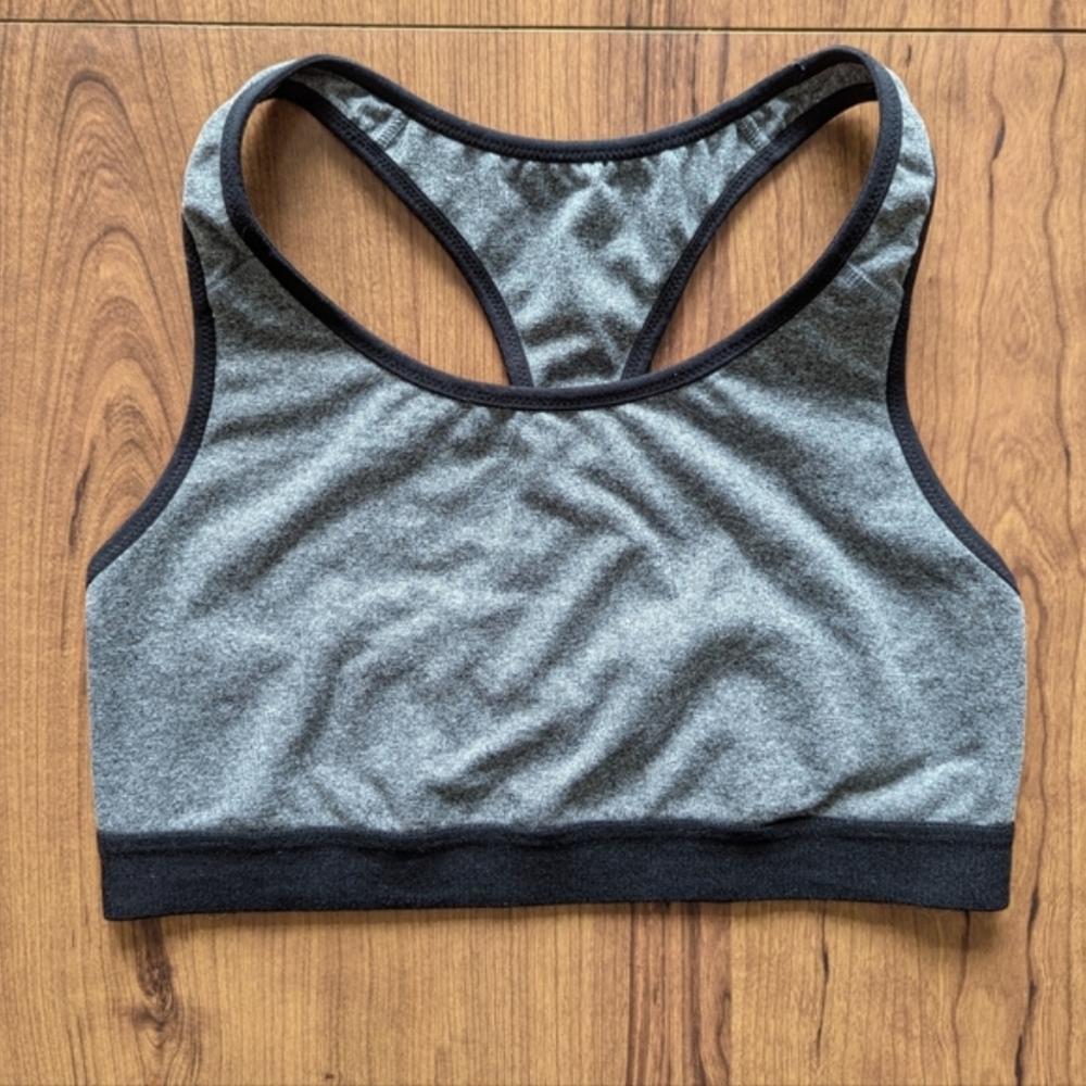 Gray and Black Medium Support Sports Bra